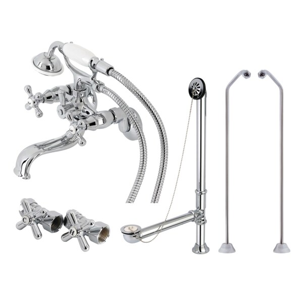 Kingston Brass CCK225CD Tub Wall Mount Clawfoot Tub Faucet Package with Supply Line, Polished Chrome CCK225CD - main